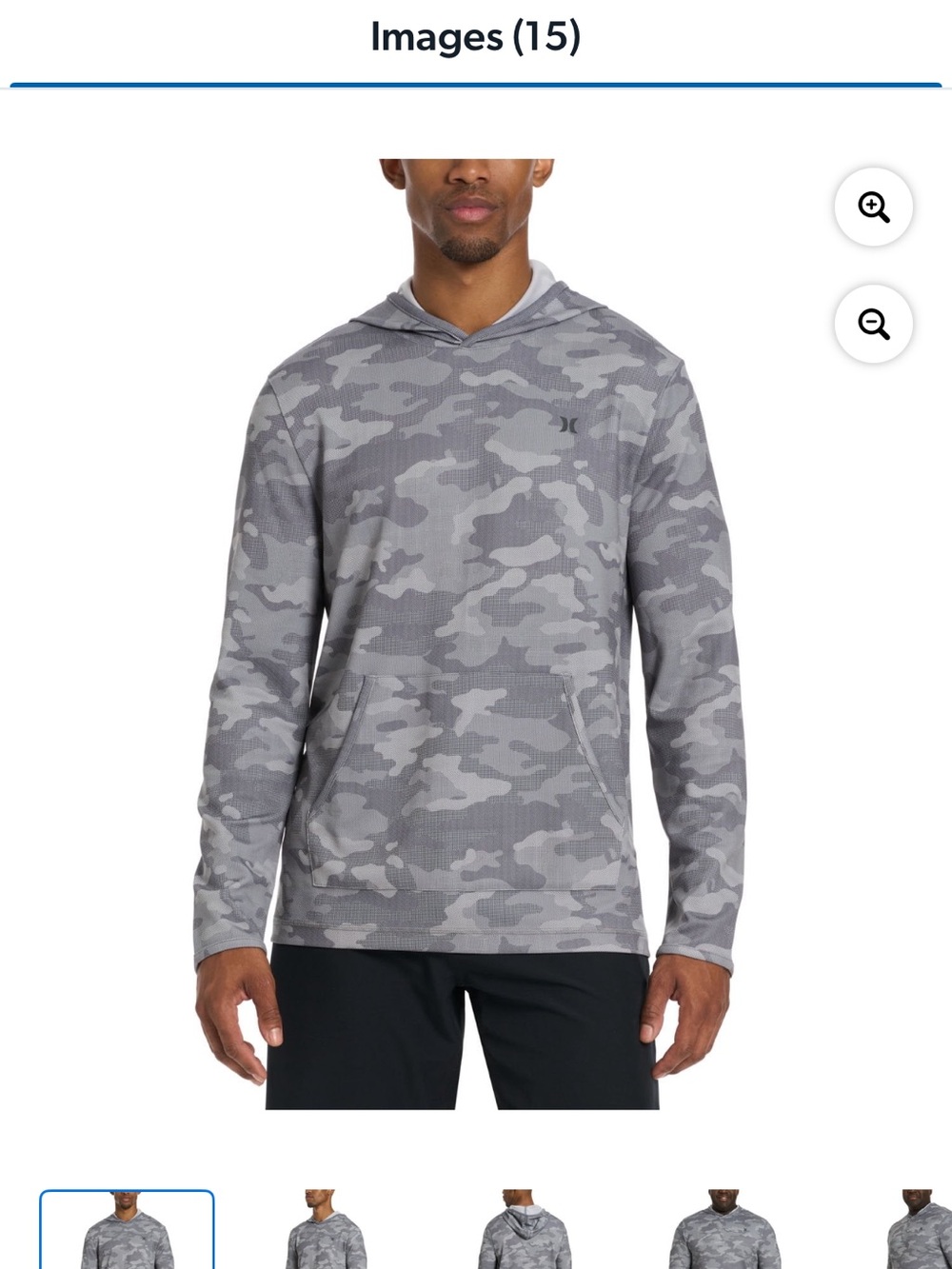 Hurley Men’s Gray Camo Hooded Rash Guard new no tags - Picture 1 of 3